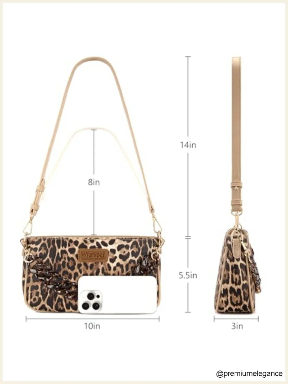 Faux Leather Small Shoulder Bag Hobo Clutch Purse with Acrylic Chain Strap